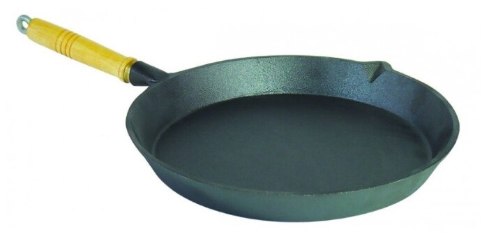 Сковорода чугунная  26 см деревянная ручка ТМ MYRON COOK