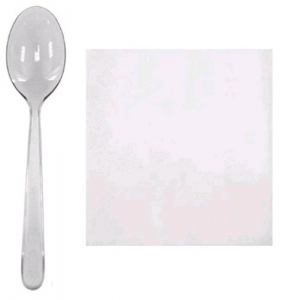 Набор одноразовых столовых приборов 2 (столовая ложка 180 прозр, салфетка 24х24) 400шт