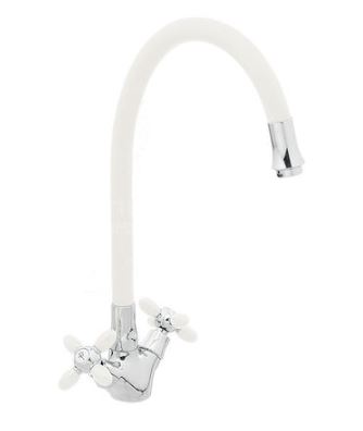 Смеситель для кухни FRUD 1/2 м/к гибкий излив белый/хром на гайке