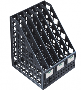 Лоток вертикальный для бумаг (250х245х295 мм), 6 отделений, сетчатый, сборный, черный