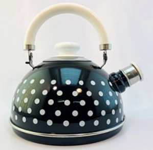 Чайник эмалированный 3,5л  подвиж/руч черн мал бел горохи