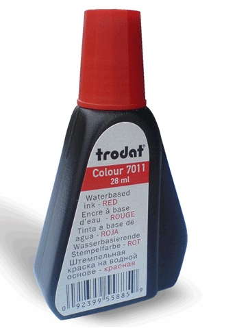 Краска штемпельная TRODAT, красная, 28 мл, на водной основе