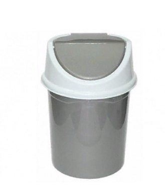 Ведро пластмассовое для мусора 8л с подвижной крышкой серо-белый