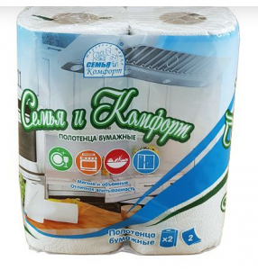 Полотенце бумажное Семья и комфорт 2рулона 2слоя белая