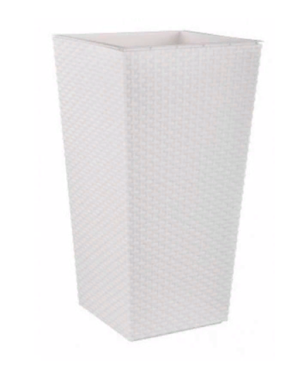 Кашпо напольное "Ротанг" со вставкой 340*320*615 белый