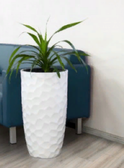 Кашпо напольное МОЗАИКА со вставкой D340мм H 630мм белый