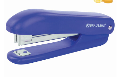 Степлер №10 BRAUBERG "SX-19", до 12 листов, с антистеплером, синий