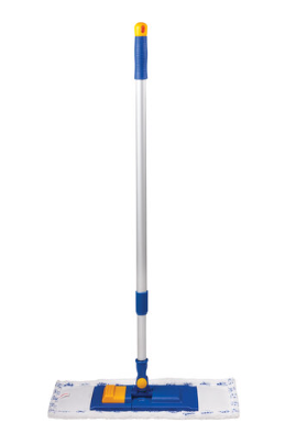 Швабра с флаундером 40 см, телескопический черенок 130 см, резьба 1,6 см, микрофибра/абразив (ТИП К)