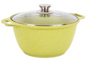 Кастрюля литая 4л стеклянная крышка Trendy style lime ТМ КУКМАРА
