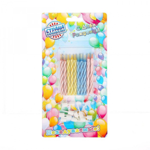 Свечи для торта Спираль набор 10 шт