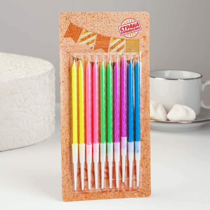 Свечи для торта Неон 10 шт 14 см