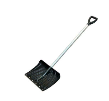 Лопата снеговая  пластмассовая Лавина 460х335 с планкой, алюминиевый чер.. V-ручка
