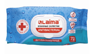 Салфетки влажные 72 шт. LAIMA  антибактериальные крышка-клапан