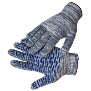 Перчатки х/б с ПВХ 6 нитка графит  1/400