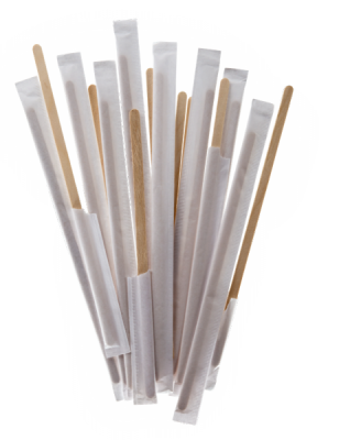 Палочка для размешивания деревянная 18см в индив бумажной упак 1/500