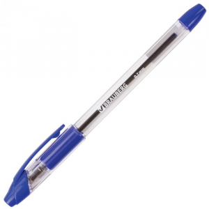 Ручка шариковая с грипом синяя корпус прозрачный узел 0,7 мм линия письма 0,3