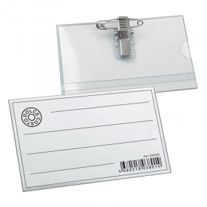 Бейджи горизонтальные (57х90 мм) с клипсой и булавкой жесткие 50штук