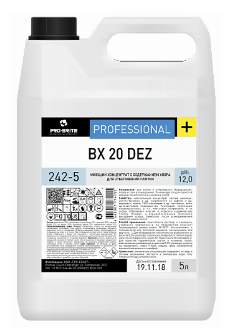 Средство Моющее BX 20 DEZ - 5л концентрат с содержанием хлора pro-brite
