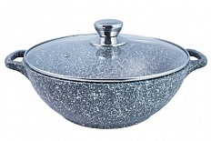 Казан антипригпрный литой 4,0л с крышкой мрамор ТМ Традиция