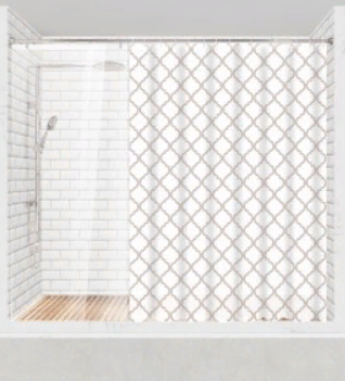 Штора для ванной комнаты 180х200 ПЭВА с кольцами