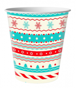 Стакан бумажный однослойный Снежинки 250мл 1/50/1800