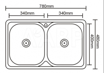 Мойка полиров. врезная 780х480 (0,8мм/г180мм) Двойная, сифон