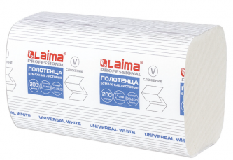 Полотенце бумажное V-сложения 1 слой 200л Лайма 1/15