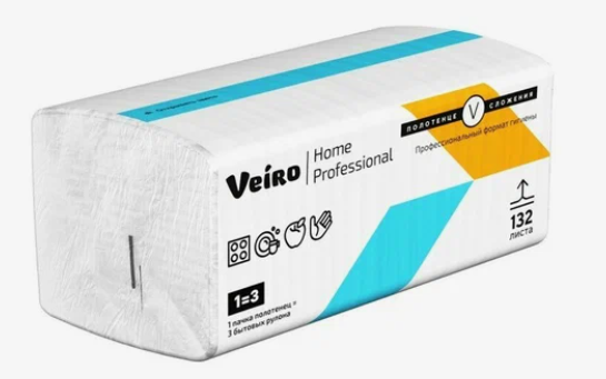 Полотенце бумажное V-сложения Виеро 2слоя 132л 1/20