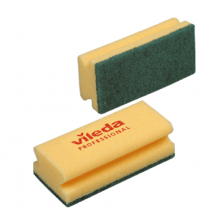 Губка 7*15см желтый (зеленый абразив) 1/10
