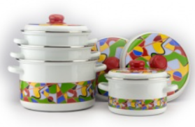 Набор кастрюль эмалированных  4 предмета Абстракция