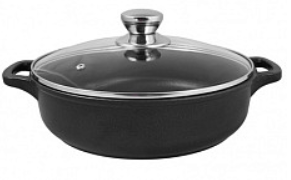 Жаровня литая 24см стеклянная крышка Комфорт ТМ Традиция