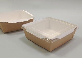 Ланч-бокс картонный с прозрачной крышкой крафт 1200мл 1/50/150