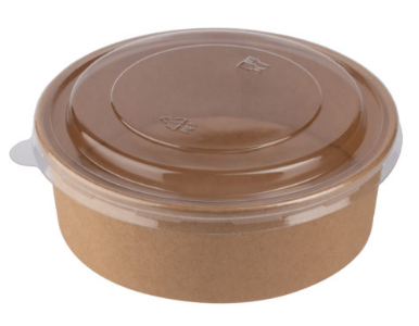 Контейнер крафт круглый с прозрачной крышкой 500мл 1/300
