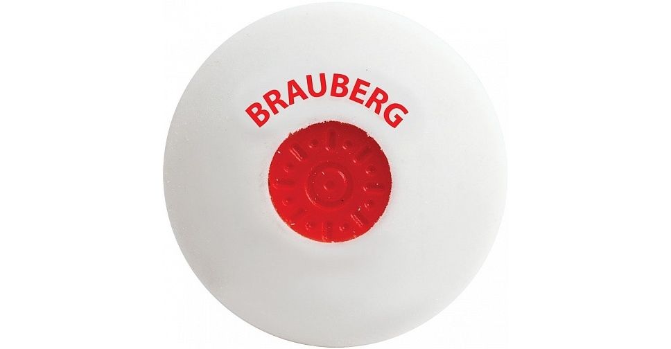 Ластик 30х30х8 мм белый круглый красный пластиковый держатель