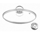 Крышка стеклянная 26см металлический ободок и металлическая кнопка TM Appetite