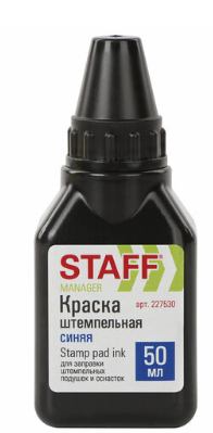 Краска штемпельная STAFF "Manager", синяя, 50 мл, на водно-спиртовой основе