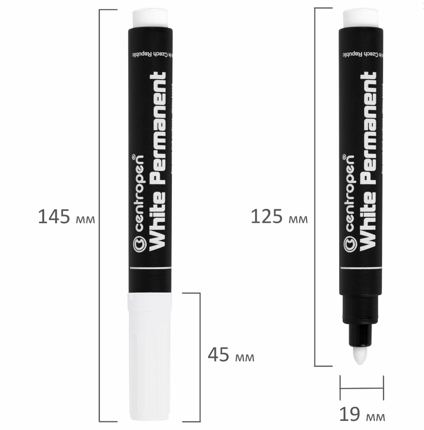 Маркер перманентный БЕЛЫЙ круглый наконечник 2,5 мм