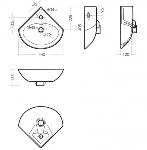 Раковина угловая подвесная