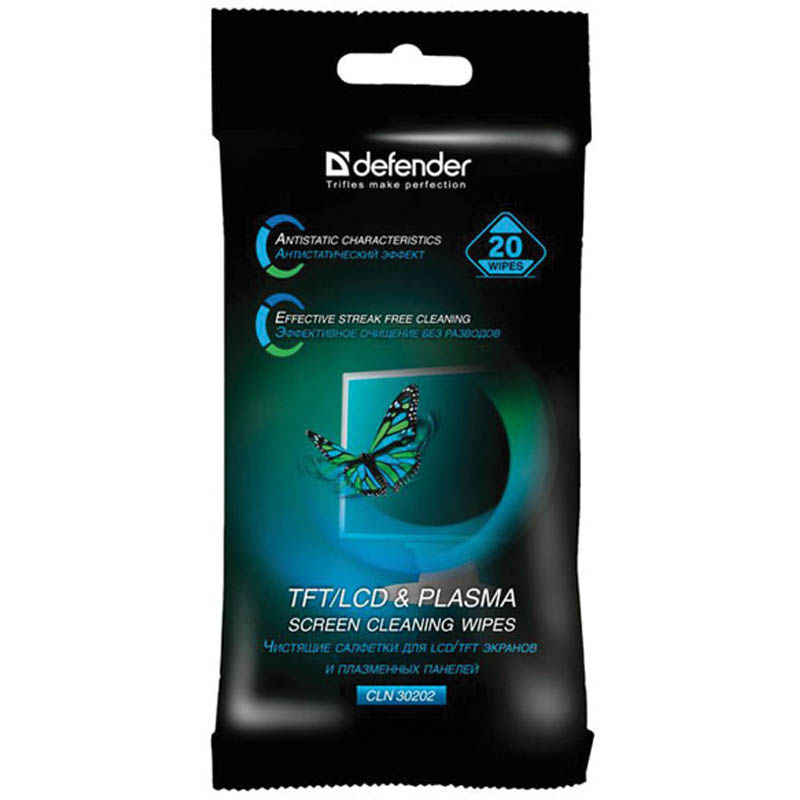 Салфетки чистящие влажные для поверхностей для экранов монитороов 20шт