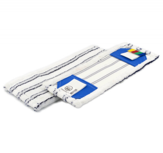 Насадка Моп 40*12 плоский микрофибра+мягкий абразив ухо+карман белый с полосой