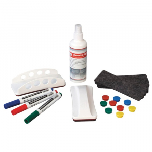 Набор для магнитно-маркерной доски (4 маркера, держатель, чистящее средство, стиратель, салфетки)