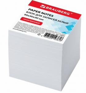 Блок для записей BRAUBERG проклеенный куб 9х9х9 см белый белизна 95-98%