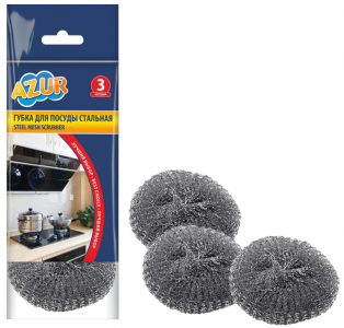Мочалка стальная Азур 3 штуки