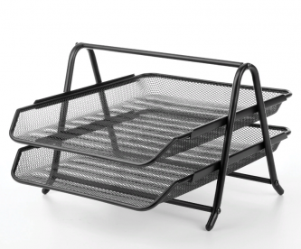 Лоток для бумаг горизонтальный металлический 2 секции BRAUBERG germanium