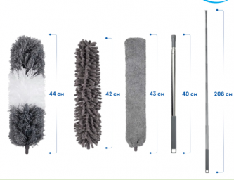 Пипидастр (сметка-метелка) 3 насадки: метелка, щетка, швабра, рукоятка 40-208 см