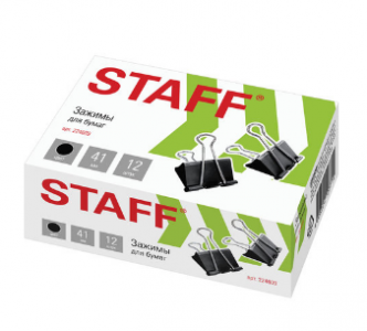 Зажимы для бумаг STAFF EVERYDAY  41 мм 200 листов 12шт