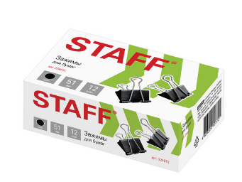 Зажимы для бумаг STAFF EVERYDAY  51 мм 230 листов 12шт