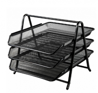 Лоток горизонтальный BRAUBERG Germanium металлический для бумаг 3 секции