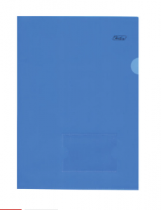 Папка-уголок с карманом для визитки А4 синяя