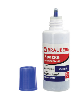 Краска штемпельная BRAUBERG PROFESSIONAL синяя 30 мл на водной основе